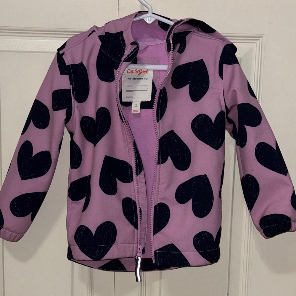 Cat & Jack Lavender Jacket with Navy Hearts
